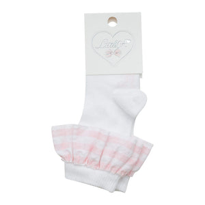 SS23 Little A GEORGIE Pale Pink & White Frill Knee High Socks