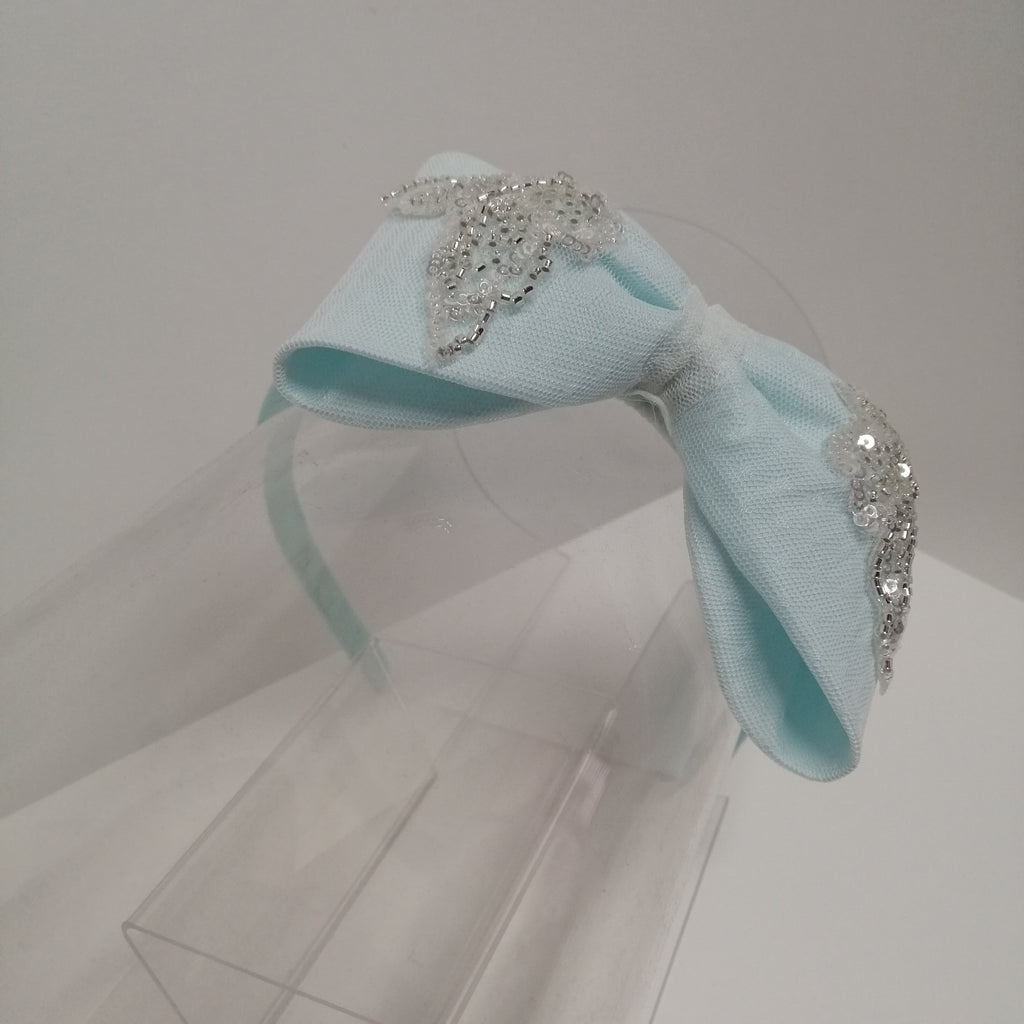 SS23 Daga Turquoise & Silver Butterfly Detailed Tulle Headband
