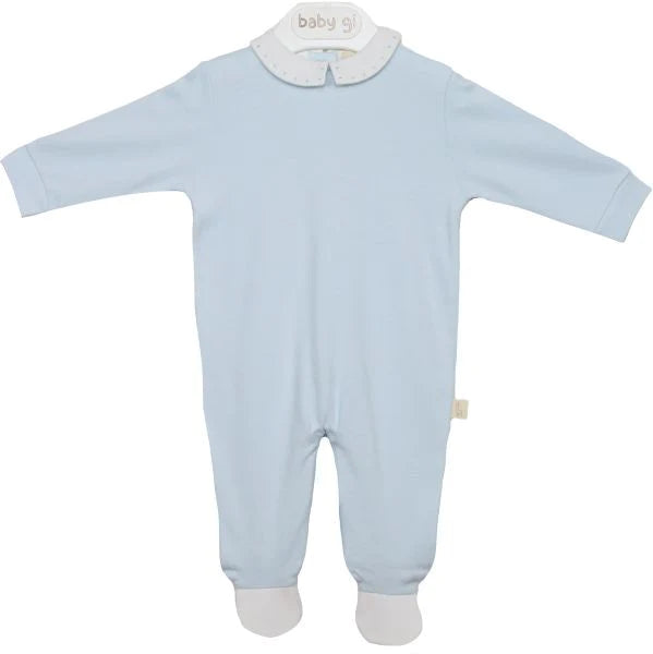 SS24 Baby Gi Pale Blue & White Collar Cotton Babygrow