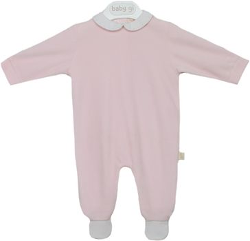 SS24 Baby Gi Pale Pink & White Collar Cotton Babygrow