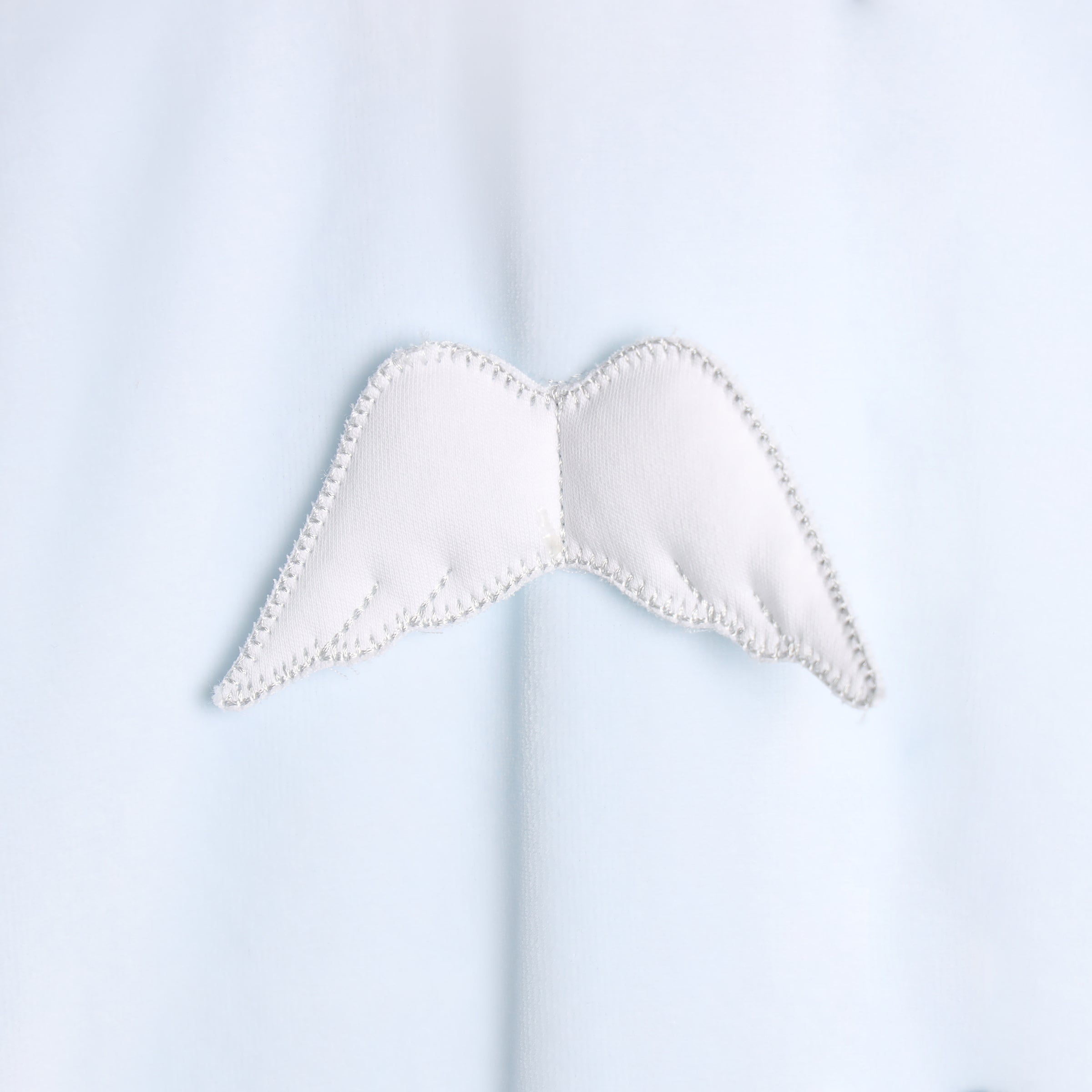 Baby Gi Pale Blue & White Velour Angel Wings Babygrow