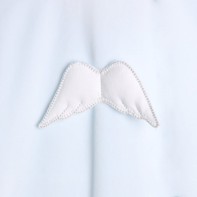 Baby Gi Pale Blue & White Velour Angel Wings Babygrow