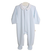 Baby Gi Pale Blue & White Velour Angel Wings Babygrow