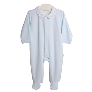 Baby Gi Pale Blue & White Velour Angel Wings Babygrow