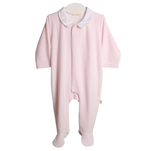 Baby Gi Pale Pink & White Velour Angel Wings Babygrow
