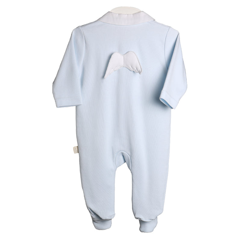 Baby Gi Cotton Angel Wings Pale Blue Babygrow