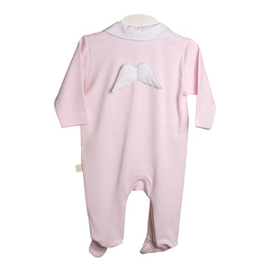 SS24 Baby Gi Pale Pink & White Cotton Angel Wings Babygrow