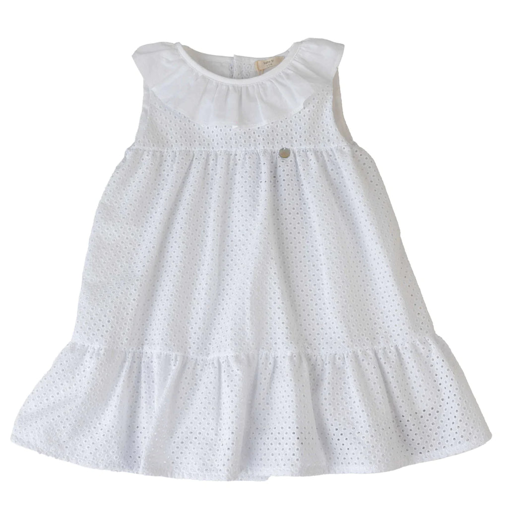 Baby Gi Broderie Anglaise White Frill Collar Dress