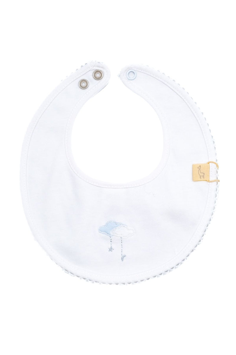Baby Gi White & Pale Blue Sweet Dreams Clouds Bib