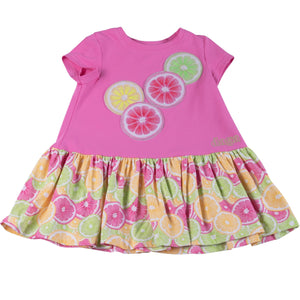 SS23 Daga Pink Green & Yellow Lemons Fruit Dress