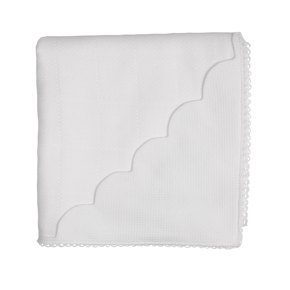 Baby Gi White Cotton Scallop Edge Blanket