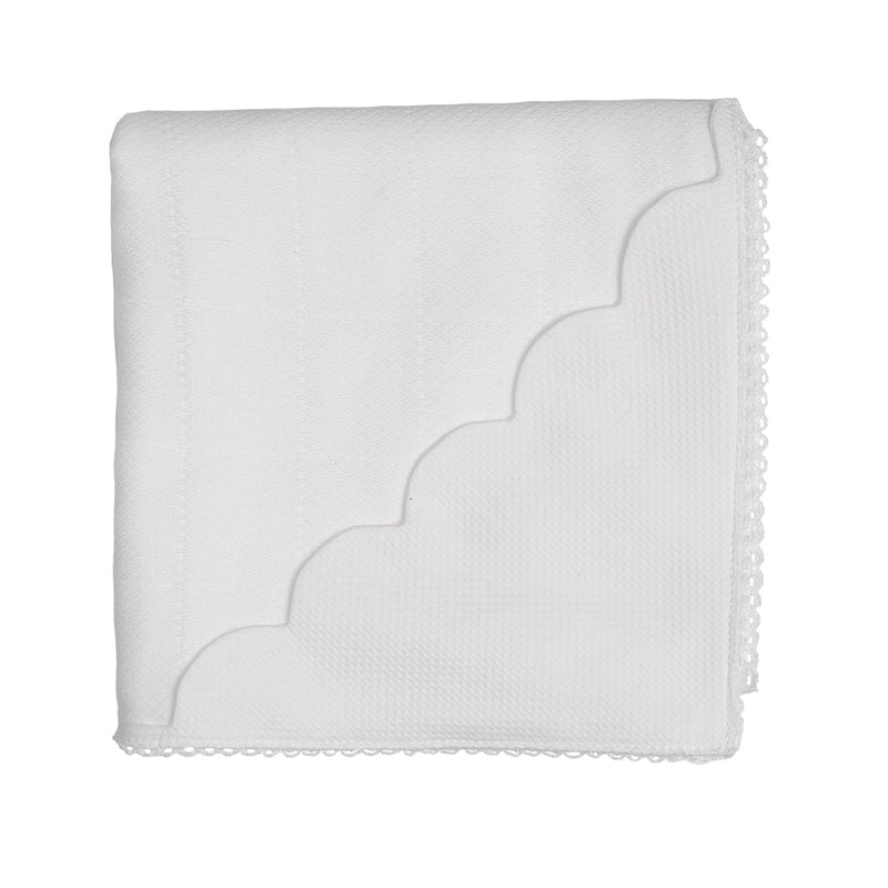 Baby Gi White Cotton Scallop Edge Blanket