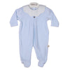 Baby Gi Pale Blue Velour Scallop Babygrow