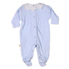 Baby Gi Pale Blue Velour Scallop Babygrow