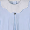 Baby Gi Pale Blue Velour Scallop Babygrow
