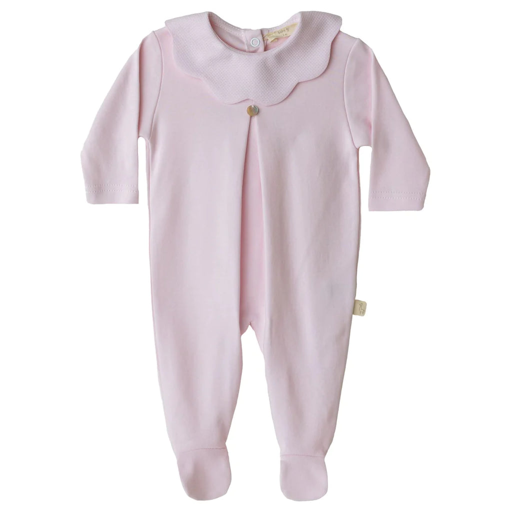 SS24 Baby Gi Pale Pink Cotton Scallop Pique Babygrow