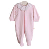 Baby Gi Pale Pink Velour Scallop Babygrow