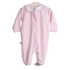 Baby Gi Pale Pink Velour Scallop Babygrow