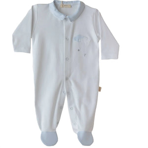 Baby Gi White & Pale Blue Sweet Dreams Clouds Babygrow