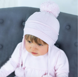 Emile et Rose Pale Pink Cosy Ear Bobble Hat