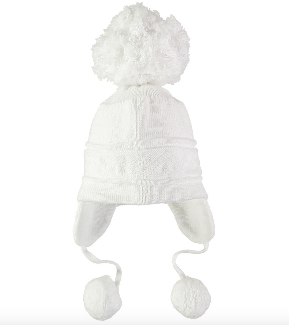 Emile et Rose White Cosy Ear Bobble Hat