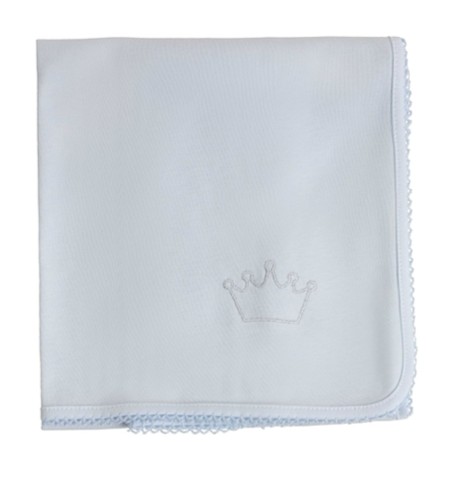SS24 Baby Gi Pale Blue Cotton Crown Blanket