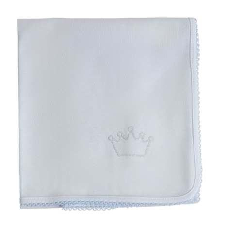 Baby Gi Pale Blue Cotton Crown Blanket