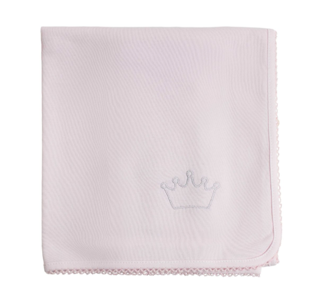 Baby Gi Pale Pink Cotton Crown Blanket