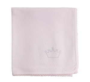Baby Gi Pale Pink Cotton Crown Blanket