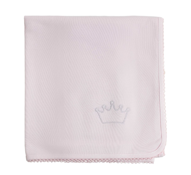 SS24 Baby Gi Pale Pink Cotton Crown Blanket