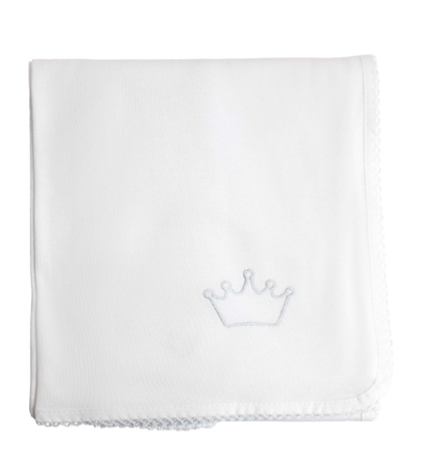 Baby Gi White Cotton Crown Blanket