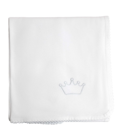 SS24 Baby Gi White Cotton Crown Blanket