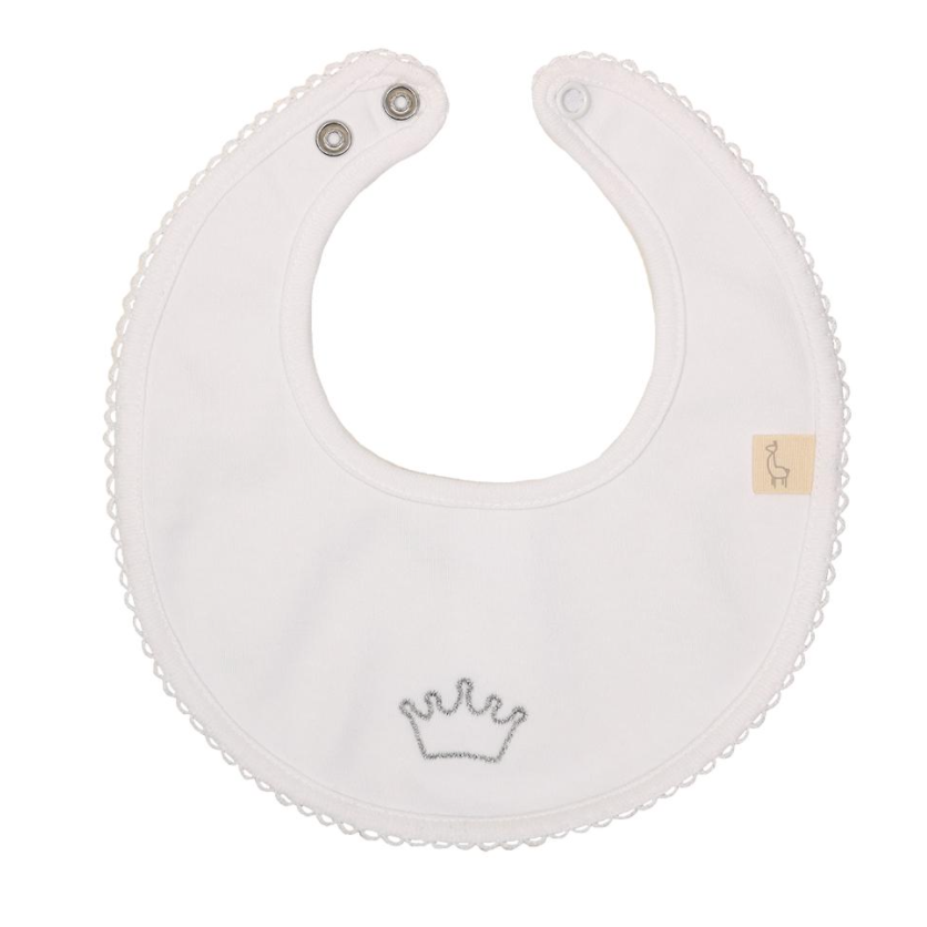 Baby Gi White Cotton Crown Bib