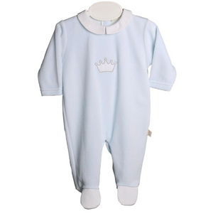 Baby Gi Pale Blue Cotton Crown Babygrow