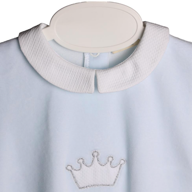 Baby Gi Pale Blue Cotton Crown Babygrow