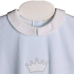 Baby Gi Pale Blue Cotton Crown Babygrow