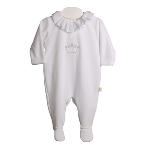 SS24 Baby Gi White Cotton Crown Frill Babygrow