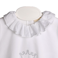 Baby Gi White Cotton Crown Frill Babygrow