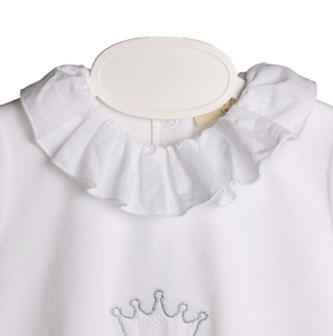 SS24 Baby Gi White Cotton Crown Frill Babygrow