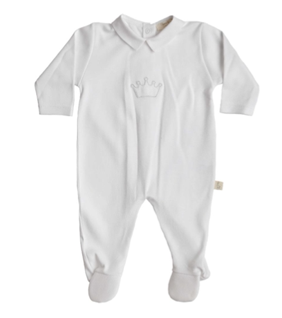 Baby Gi White Cotton Crown Babygrow