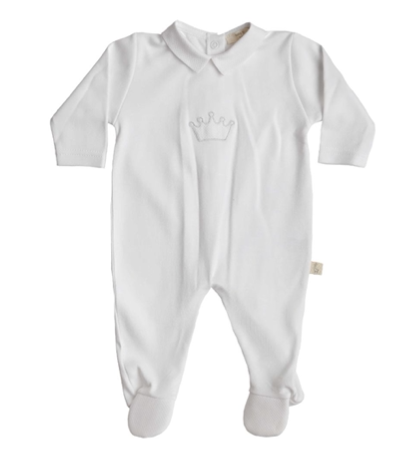 SS24 Baby Gi White Cotton Crown Babygrow