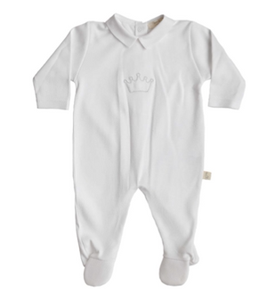 Baby Gi White Cotton Crown Babygrow