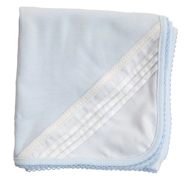Baby Gi Pale Blue & White Cotton Broderie Anglaise Blanket