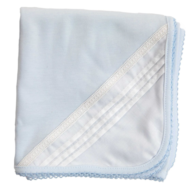 SS24 Baby Gi Pale Blue & White Cotton Broderie Anglaise Blanket