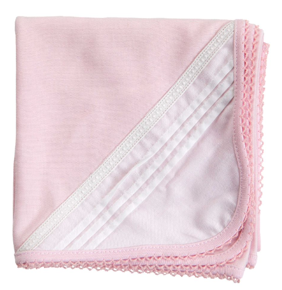 Baby Gi Pale Pink & White Cotton Broderie Anglaise Blanket