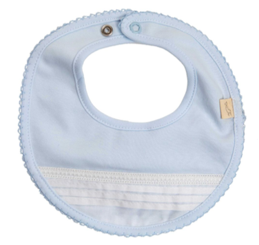 Baby Gi Pale Blue & White Cotton Broderie Anglaise Bib