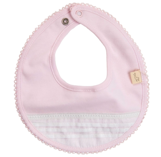 Baby Gi Pale Pink & White Cotton Broderie Anglaise Bib