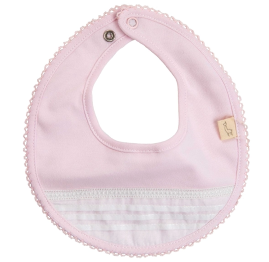SS24 Baby Gi Pale Pink & White Cotton Broderie Anglaise Bib