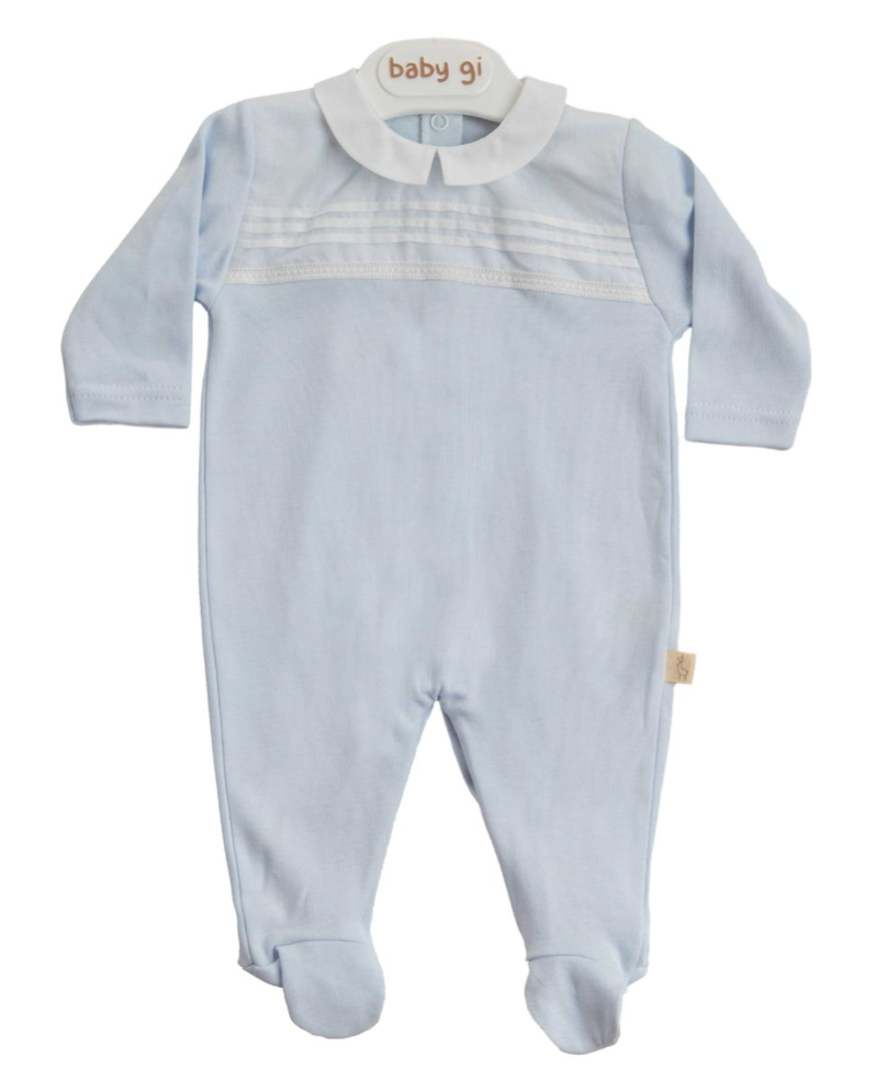 SS24 Baby Gi Pale Blue & White Cotton Broderie Anglaise Babygrow