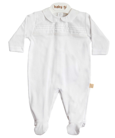 SS24 Baby Gi White Cotton Broderie Anglaise Babygrow